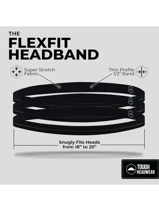 Women\'s Black - 6 Thin Elastic Headbands Sports Workout Running Sweatbands main image 6
